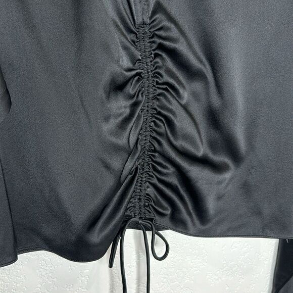 NWT FRAME Cinch Front Long Sleeve Top Black Silk Large Revolve - Picture 5 of 16